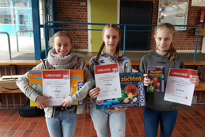 Einzelsieger 2018: Juline Feddermann, Judith Brinkmann und Marie Bader (alle Klasse 6a)